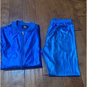 Size XXL metallic blue jacket and leggings set